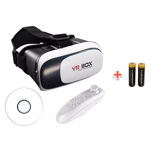 فروش نقدی و اقساطی هدست واقعیت مجازی وی آر باکس مدل VR Box 2 به همراه ریموت کنترل بلوتوث و DVD حاوی اپلیکیشن و باتری