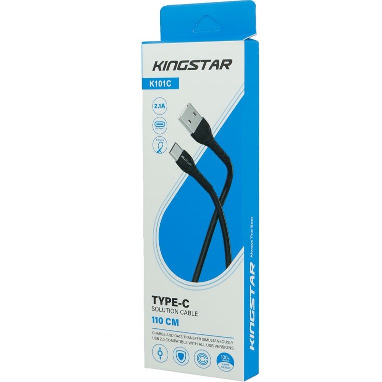 فروش نقدی و اقساطی کابل تایپ سی KingStar K101C 2.1A 1.1m