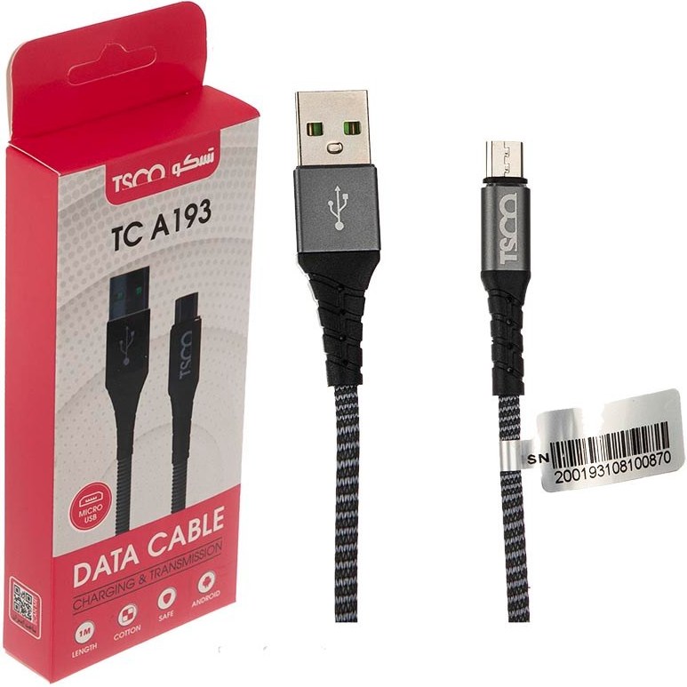 فروش نقدی و اقساطی کابل تبدیل تسکو TSCO TC A193 USB to microUSB Cable طول یک متر