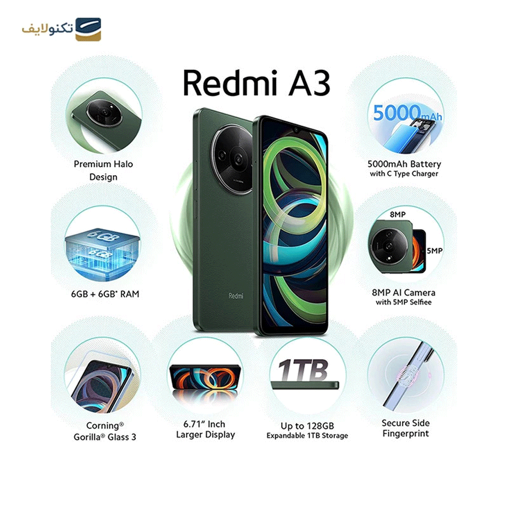 گوشی موبایل شیائومی مدل Redmi A3 ظرفیت 128 گیگابایت رم 4 گیگابایت