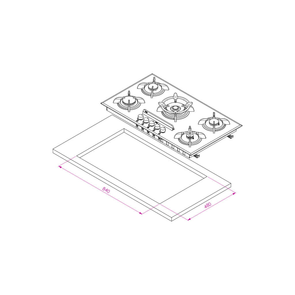 فروش نقدي و اقساطي اجاق گاز صفحه‌ای پنج شعله کن مدل CG8505