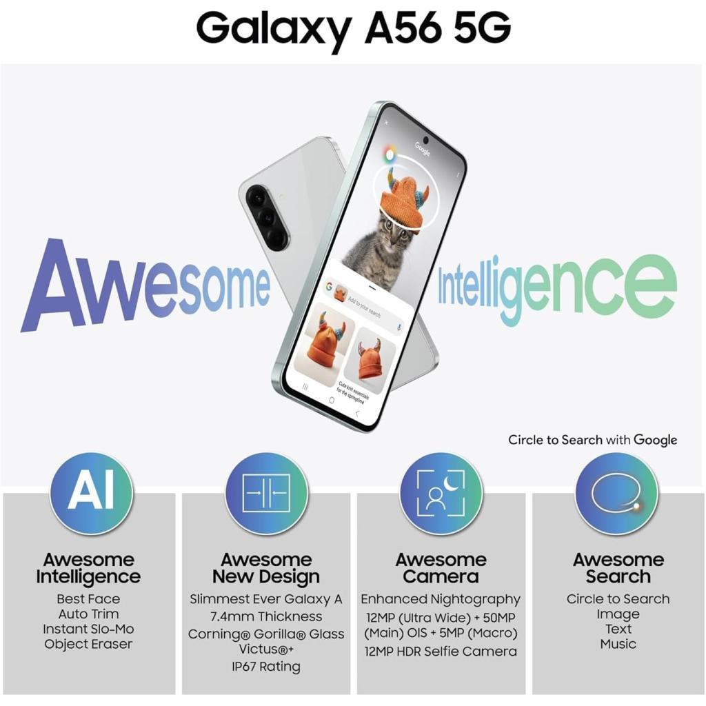 فروش نقدی و اقساطی گوشی موبايل سامسونگ Galaxy A56 5G ظرفیت 128 گیگابایت رم 8 گیگابایت ویتنام