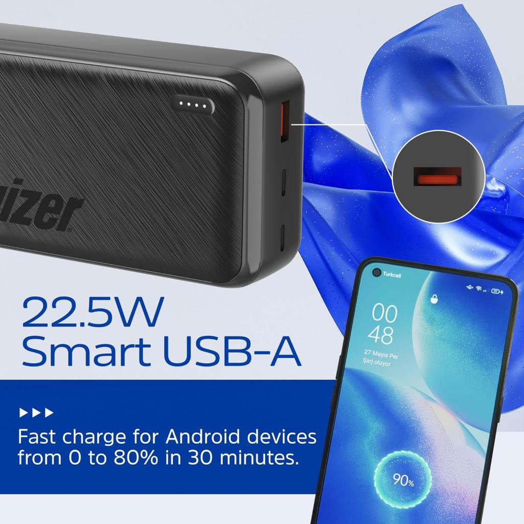 فروش پاوربانک 30000 میلی آمپر انرجایزر 22.5 وات مدل Energizer UE30055PQ