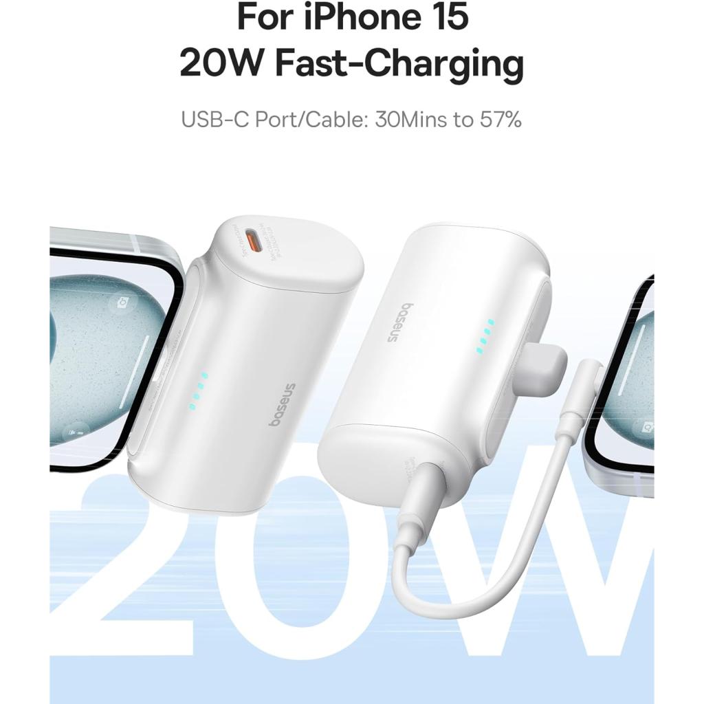 فروش پاور بانک 5000 میلی آمپر باسئوس مدل Baseus Compact Fast Charging Power Bank Type-C Edition 5000mAh 20W