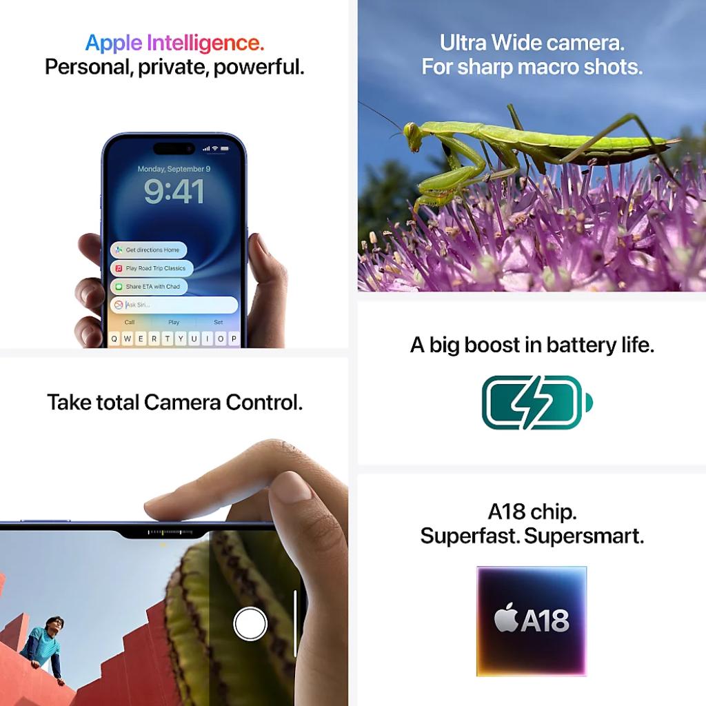 فروش نقدی و اقساطی گوشی موبایل اپل مدل Apple iPhone 16 CH/A ظرفیت 128 گیگابایت رم 8 گیگابایت