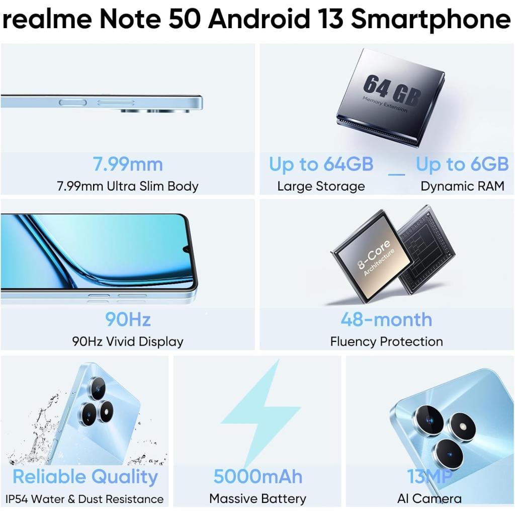 فروش نقدي و اقساطي گوشی موبایل ریلمی مدل Realme Note 50 4G ظرفیت 128 گیگابایت رم 4 گیگابایت