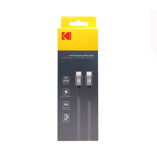 کابل شارژ کنفی USB-C به USB-C کداک 65 وات مدل Kodak USBC-5920 طول 1 متر