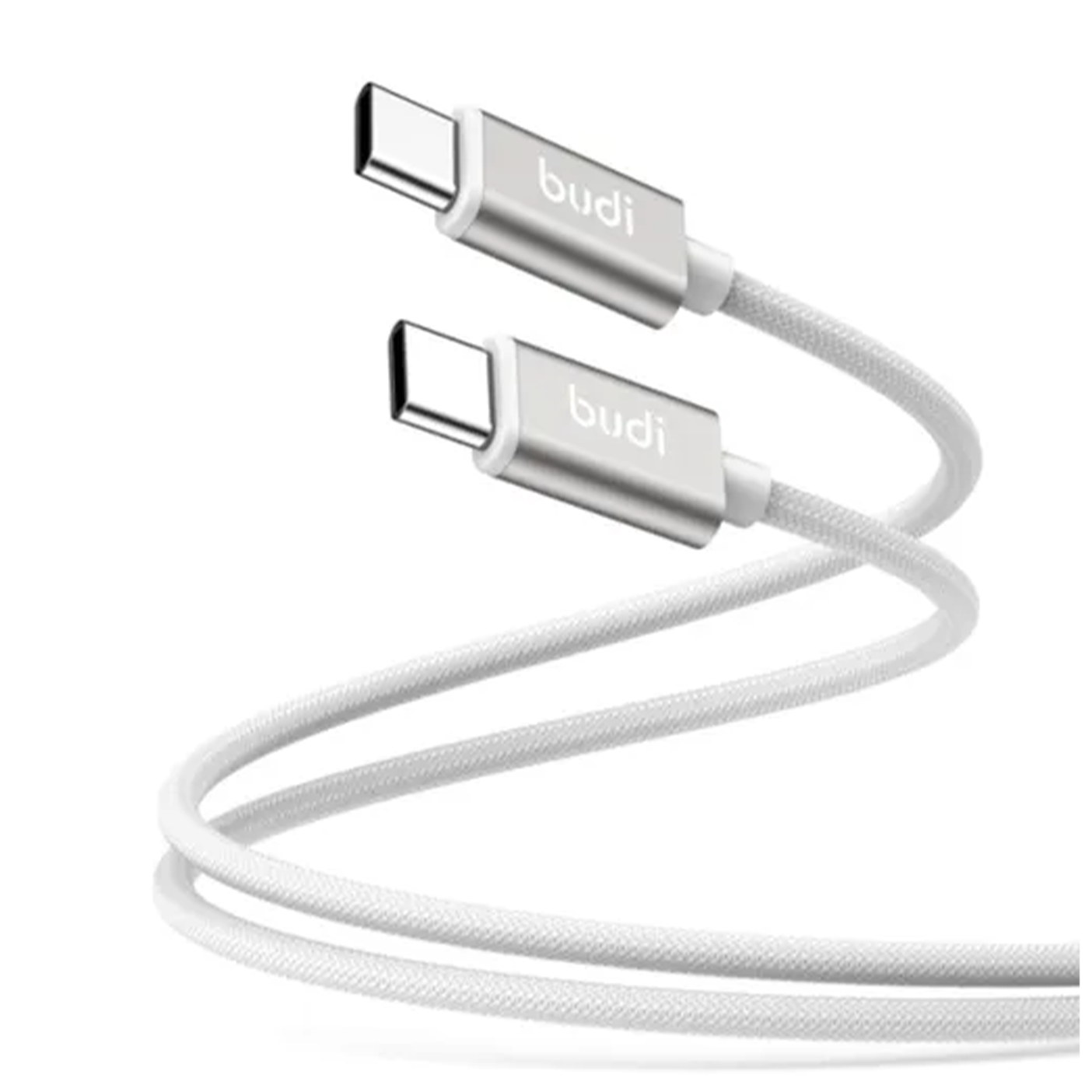 کابل شارژ کنفی USB-C به USB-C بودی مدل Budi DC128TT12B طول 1.2 متر