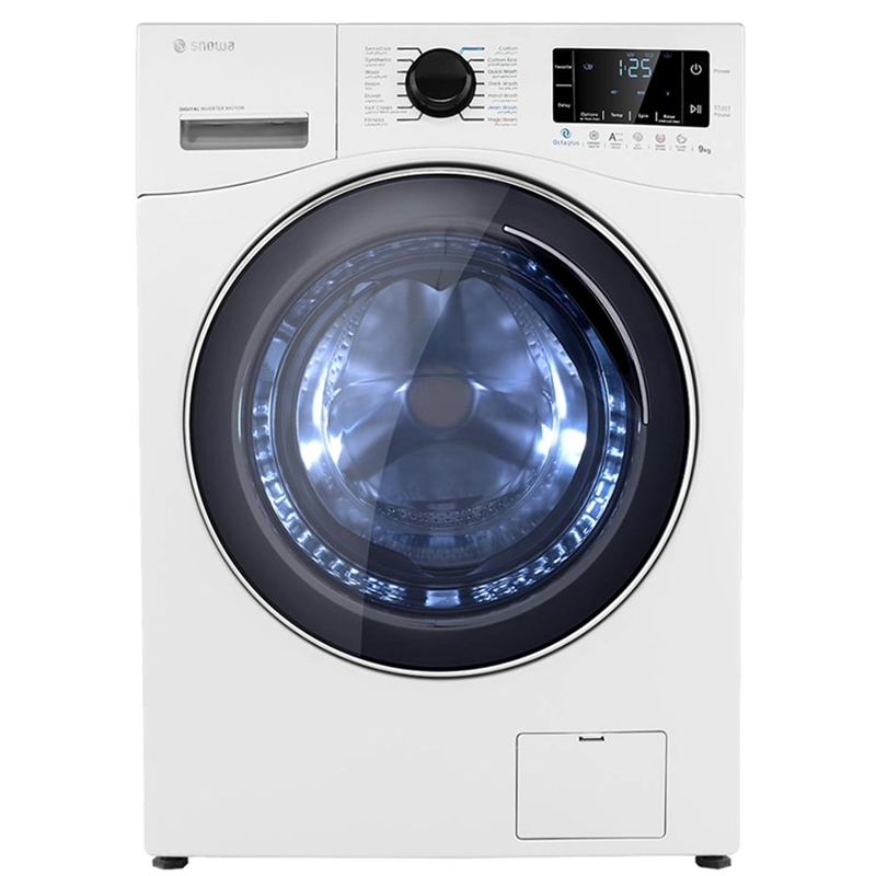 فروش نقدي و اقساطي ماشین لباسشویی هوشمند اسنوا مدل اکتا پلاس SWM-E92W ظرفیت ۹ کیلوگرم سفید