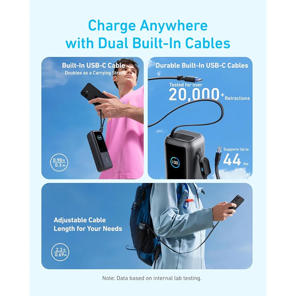 فروش اقساطی پاوربانک انکر مدل A1695 ظرفیت 25000 میلی آمپر ساعت توان 165 وات