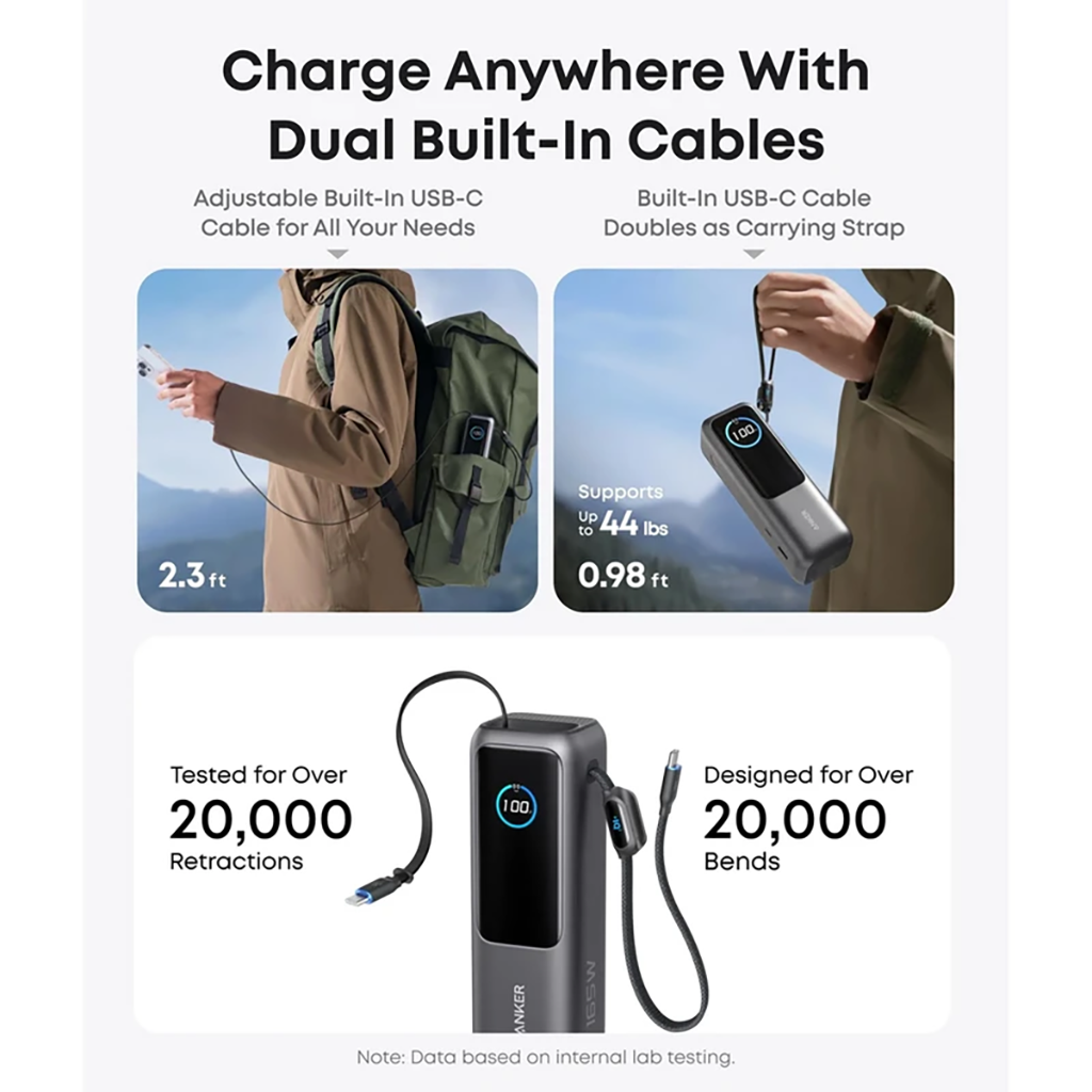 فروش اقساطی پاوربانک انکر مدل A1695 ظرفیت 25000 میلی آمپر ساعت توان 165 وات