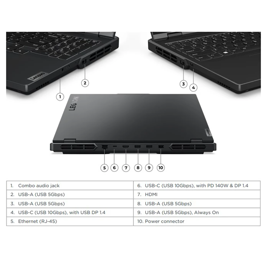 لپ تاپ 16 اینچی لنوو مدل Legion Pro 5 16IRX9-i7 14650HX-16GB DDR5-1TB SSD-RTX4060-QHD 240Hz