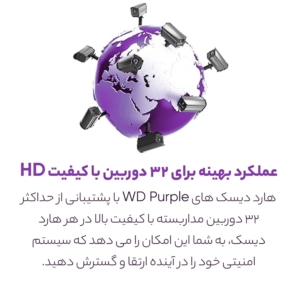 فروش نقدی و اقساطی هارددیسک اینترنال وسترن دیجیتال مدل Purple WD20PURX ظرفیت 2 ترابایت