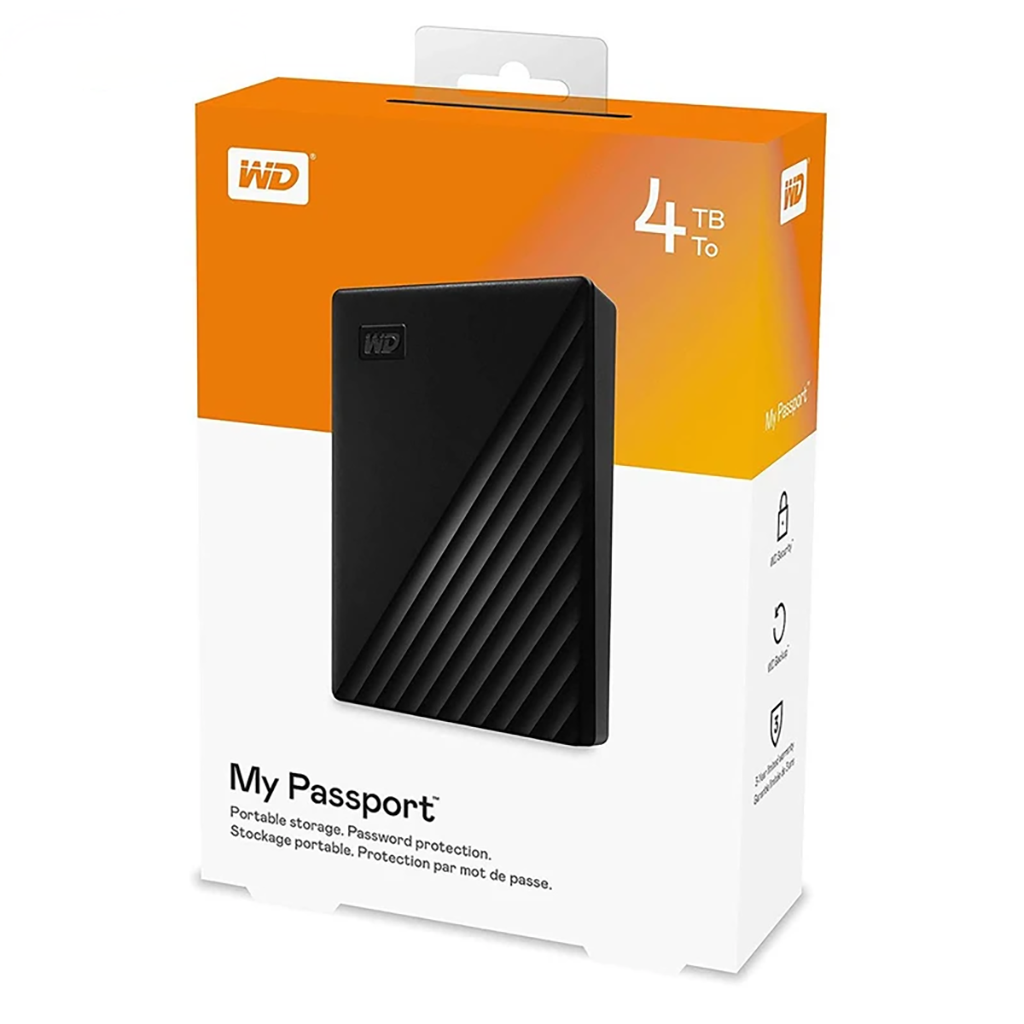 فروش نقدی و اقساطی هارد اکسترنال وسترن دیجیتال مدل My Passport ظرفیت چهار ترابایت دارای رابط USB Type-A 3.2
