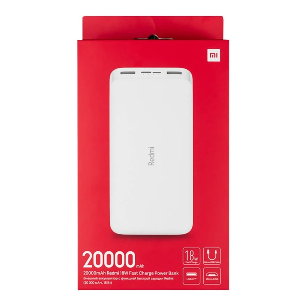 فروش نقدي و اقساطي پاوربانک 18 وات شیائومی مدل Redmi ظرفیت 20000 میلی‌آمپرساعت