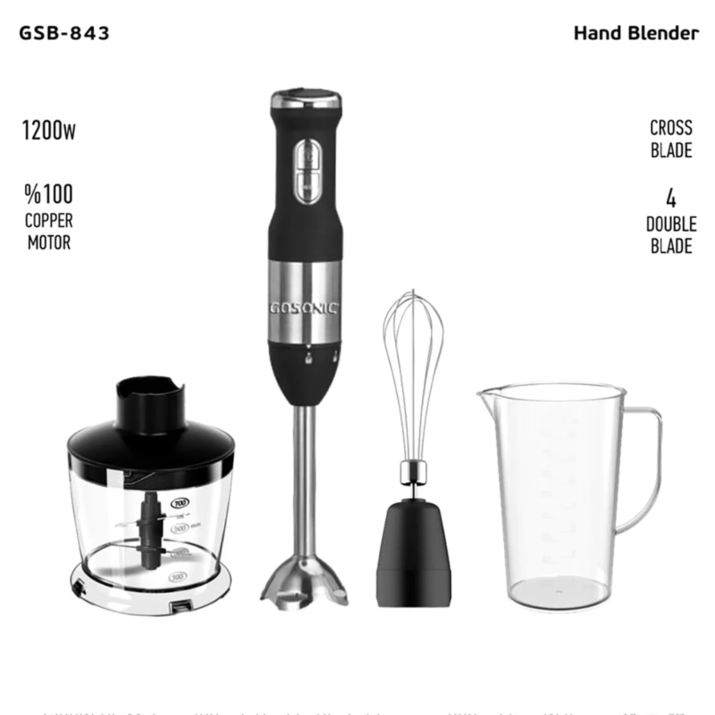 فروش نقدی و اقساطی گوشت کوب برقی چندکاره 1200 وات گوسونیک مدل GSB-843 با شرایط ویژه