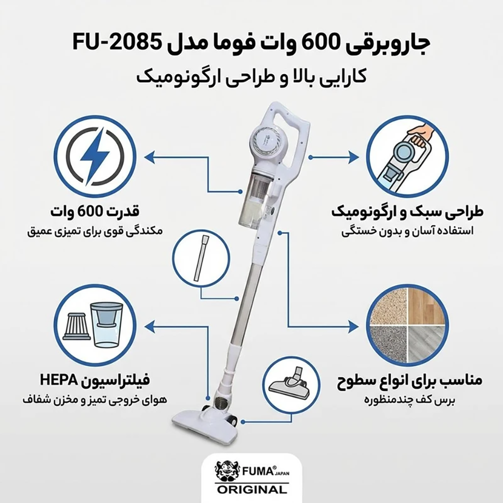 فروش نقدی و اقساطی جاروبرقی 600 وات فوما مدل FU-2085