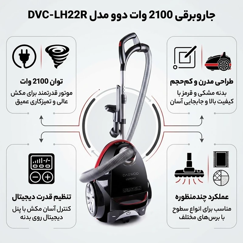 فروش نقدی و اقساطی جاروبرقی 2100 وات دوو مدل DVC-LH22R
