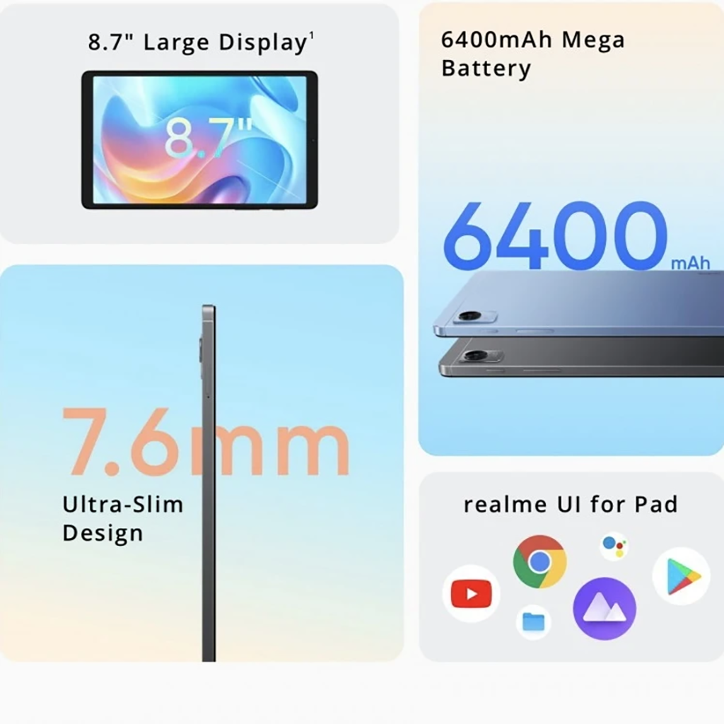 فروش نقدي و اقساطي تبلت 8.7 اینچی ریلمی مدل Pad Mini Wi-Fi ظرفیت 32 گیگابایت و رم 3 گیگابایت