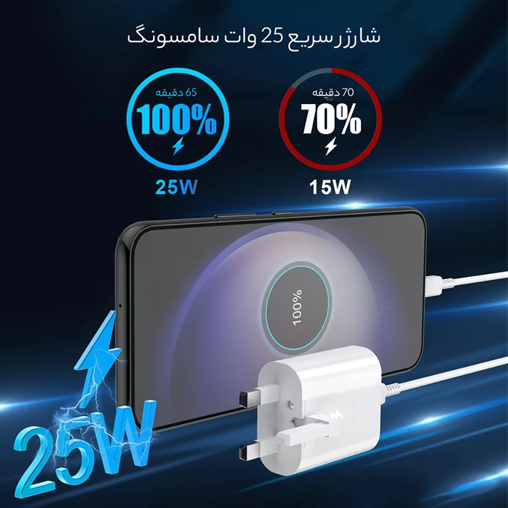 فروش نقدی و اقساطی شارژر دیواری سامسونگ 25 وات مدل EP-TA800