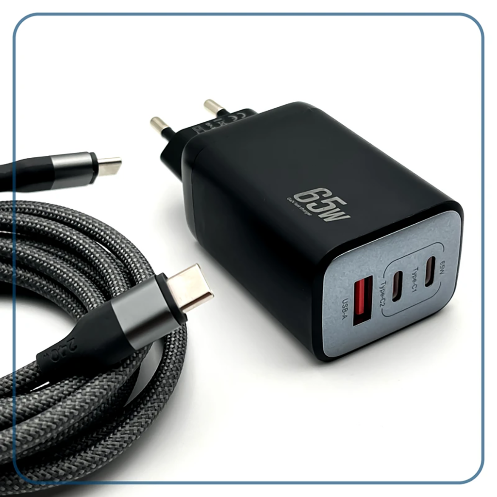 فروش نقدی و اقساطی شارژر دیواری 65 وات وونک مدل PD-65W به همراه کابل دو متری USB-C