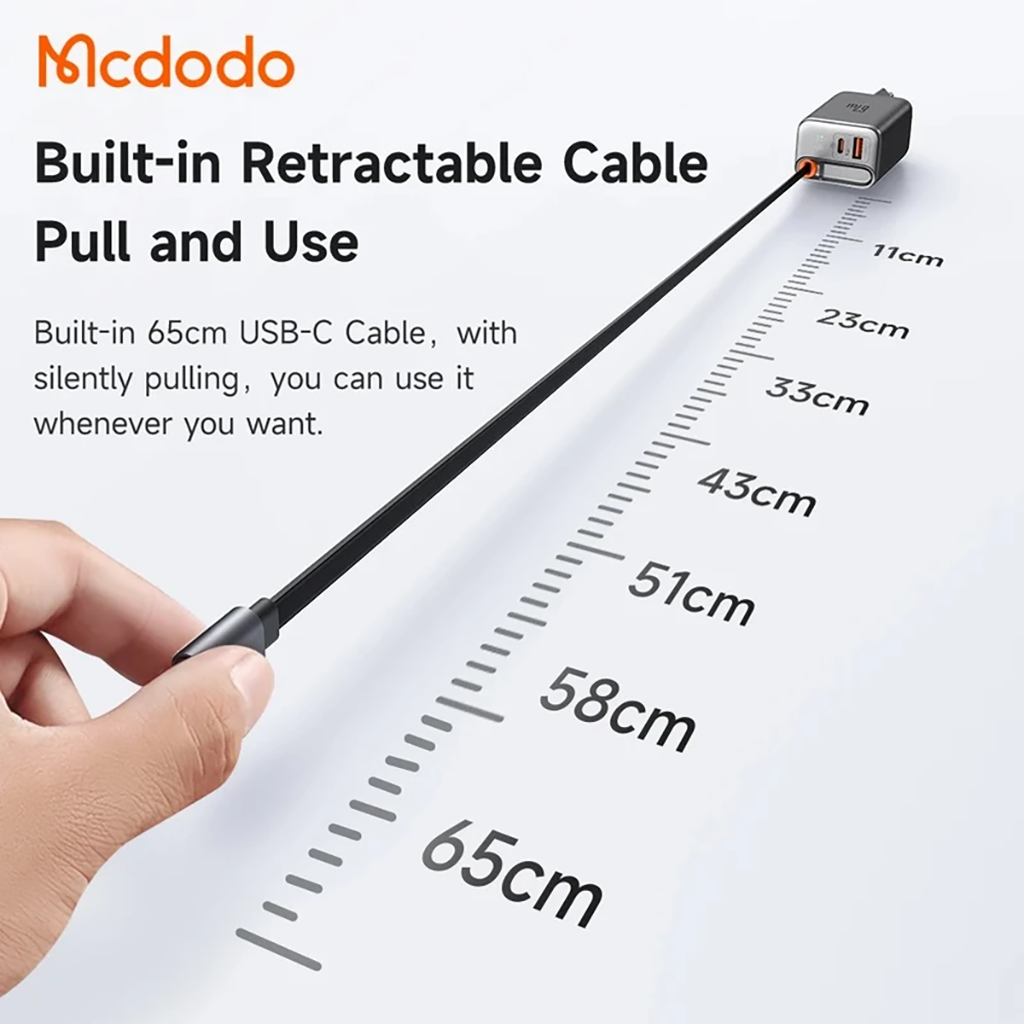 فروش نقدی و اقساطی شارژر دیواری 67 وات مک دودو مدل CH-4100 به همراه کابل متصل به بدنه USB-C
