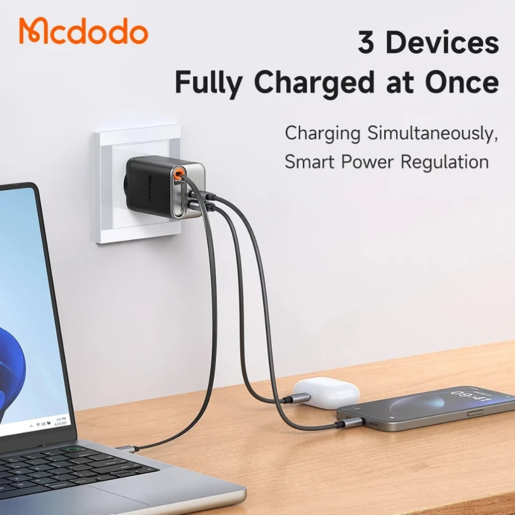 فروش نقدی و اقساطی شارژر دیواری 67 وات مک دودو مدل CH-4100 به همراه کابل متصل به بدنه USB-C