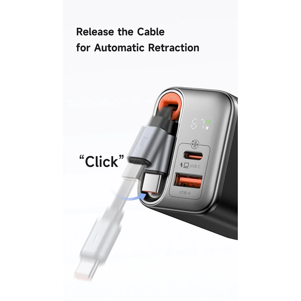 فروش نقدی و اقساطی شارژر دیواری 67 وات مک دودو مدل CH-4100 به همراه کابل متصل به بدنه USB-C