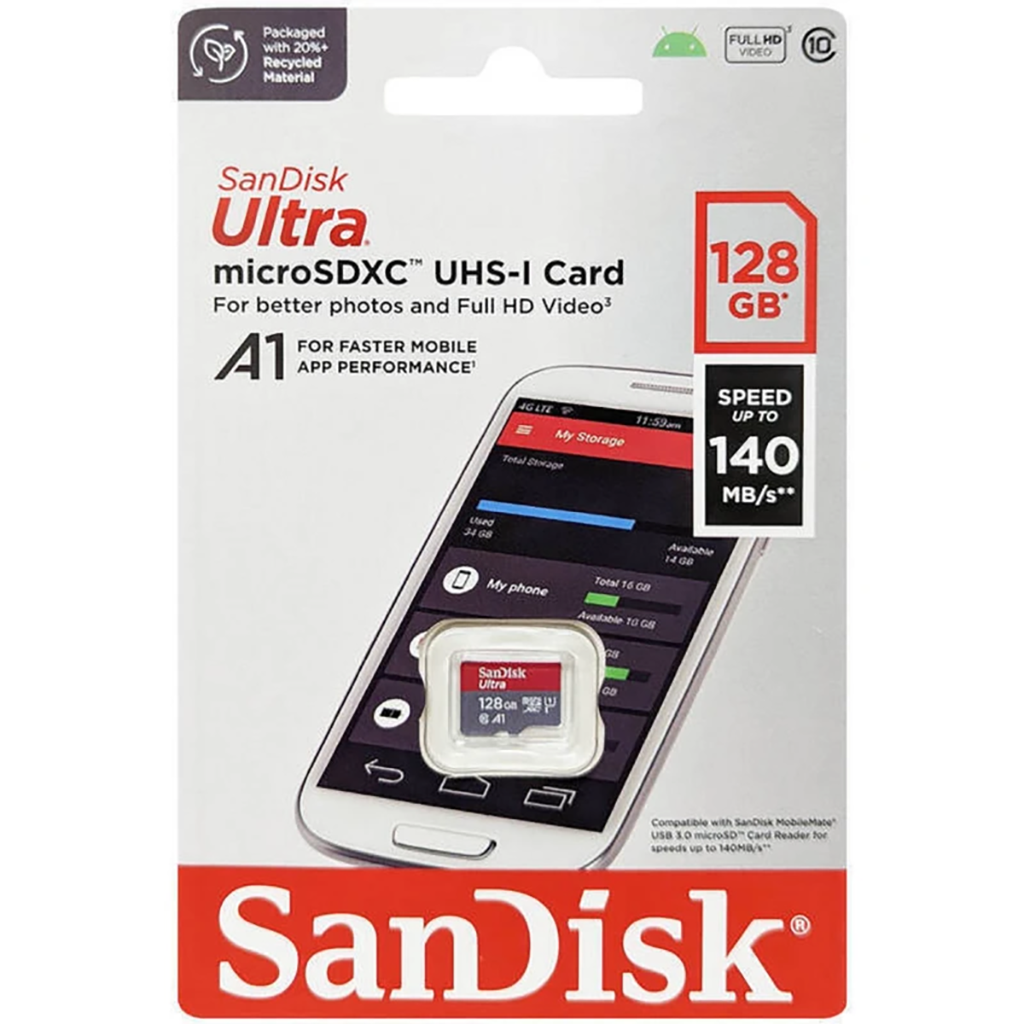 فروش نقدی و اقساطی کارت حافظه microSDXC سن دیسک مدل Ultra A1 کلاس 10 استاندارد UHS-I سرعت 140MBps ظرفیت 128 گیگابایت