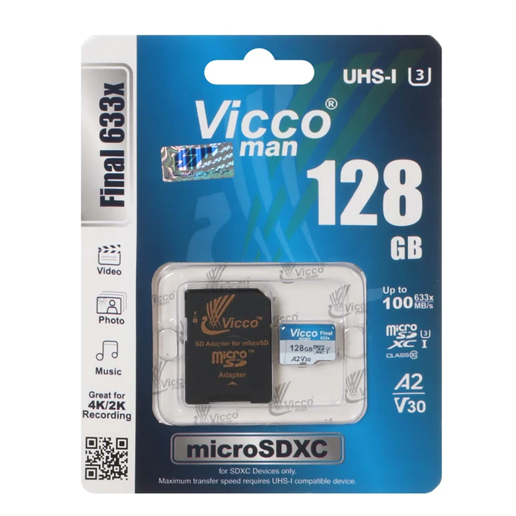 فروش نقدی و اقساطی کارت حافظه microSDXC ویکومن مدل Final 633x کلاس 10 استاندارد UHS-I U3 سرعت 90MBs ظرفیت 128 گیگابایت