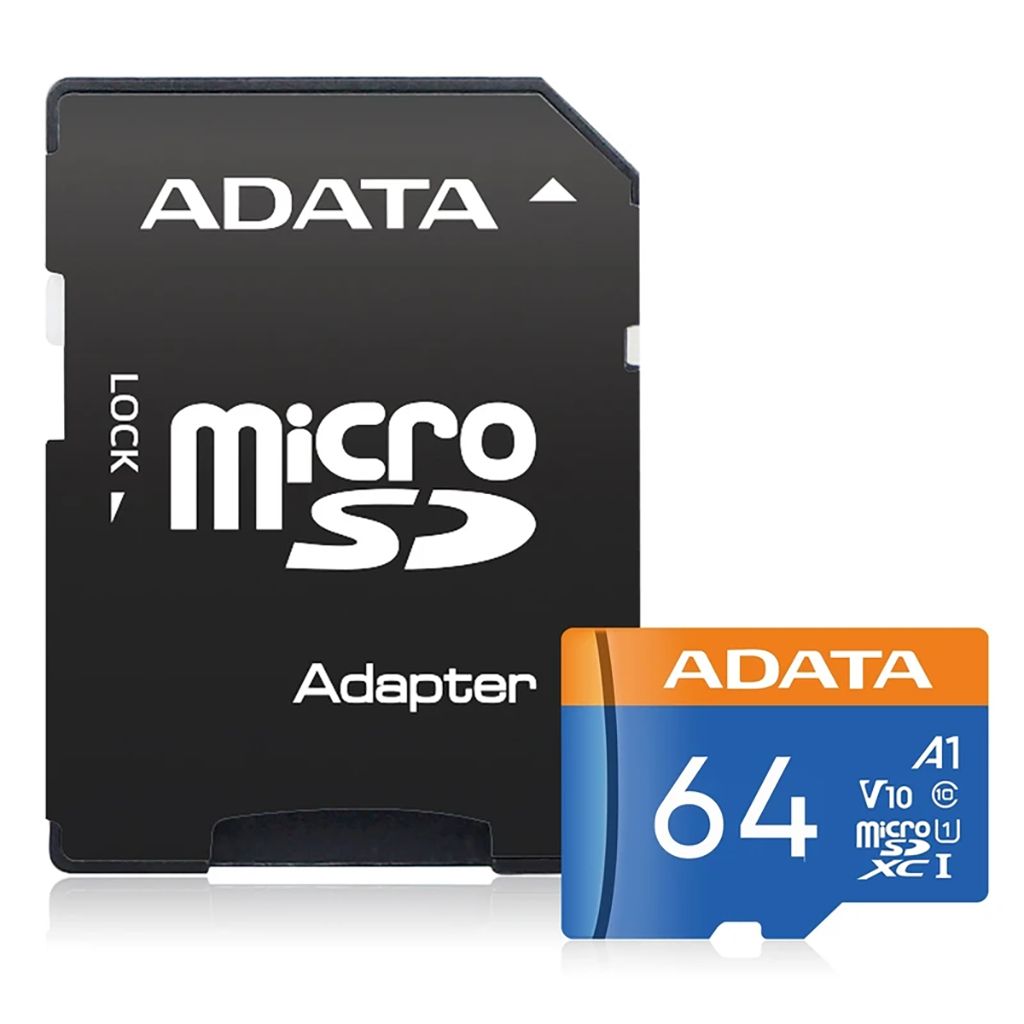فروش نقدی و اقساطی کارت حافظه microSDXC ای دیتا مدل Premier کلاس 10 استاندارد UHS-I V10 A1سرعت 100MBps ظرفیت 64 گیگابایت به همراه آداپتور