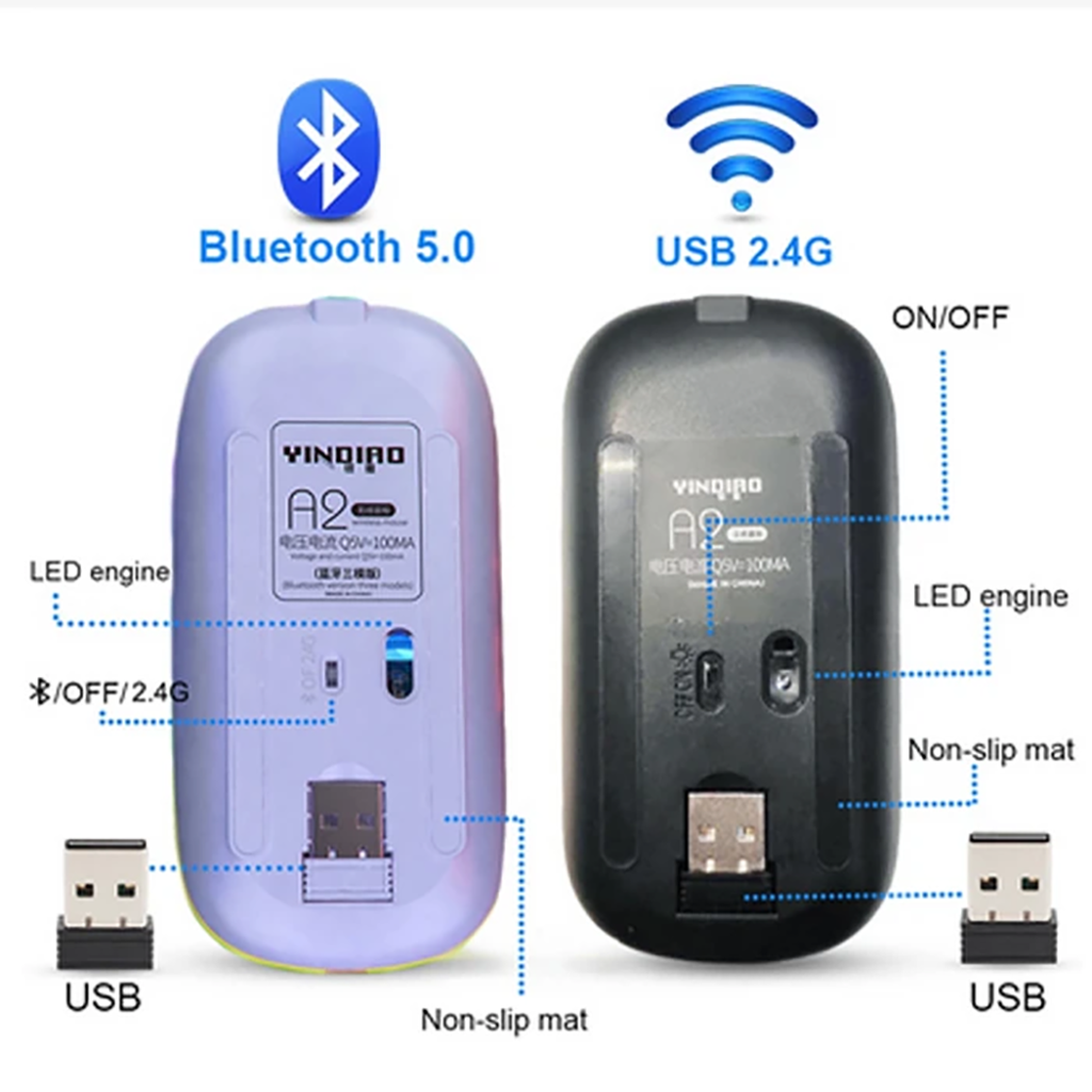 فروش اقساطی ماوس بی سیم مدل A2 RGB BT
