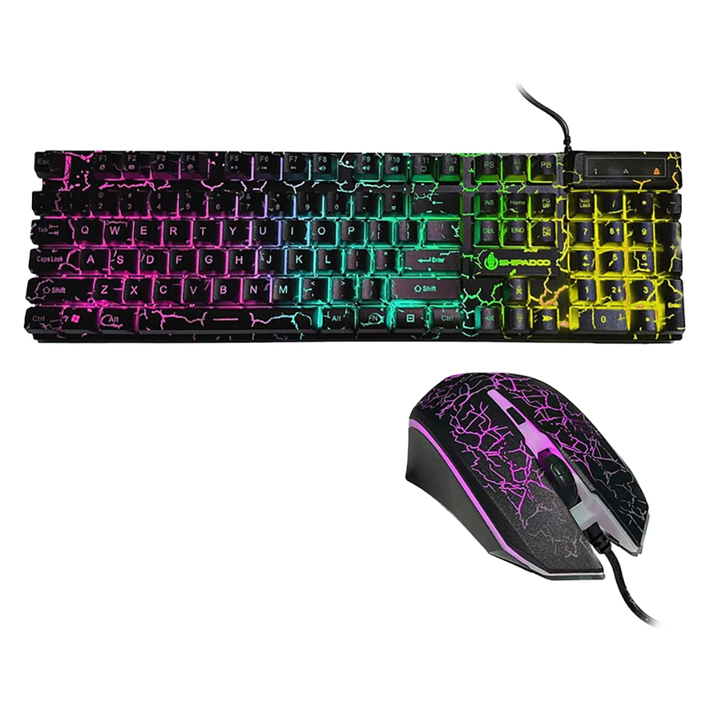 فروش اقساطی کیبورد و ماوس گیمینگ شیپادو مدل D500، سوییچ ممبران، Full-Size، نورپردازی LED RGB با شرایط ویژه