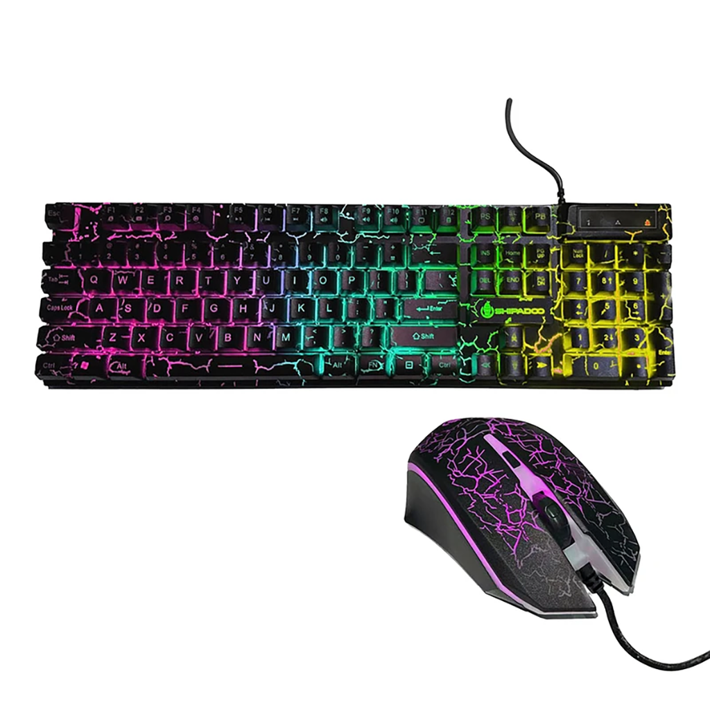 فروش اقساطی کیبورد و ماوس گیمینگ شیپادو مدل D500، سوییچ ممبران، Full-Size، نورپردازی LED RGB با شرایط ویژه