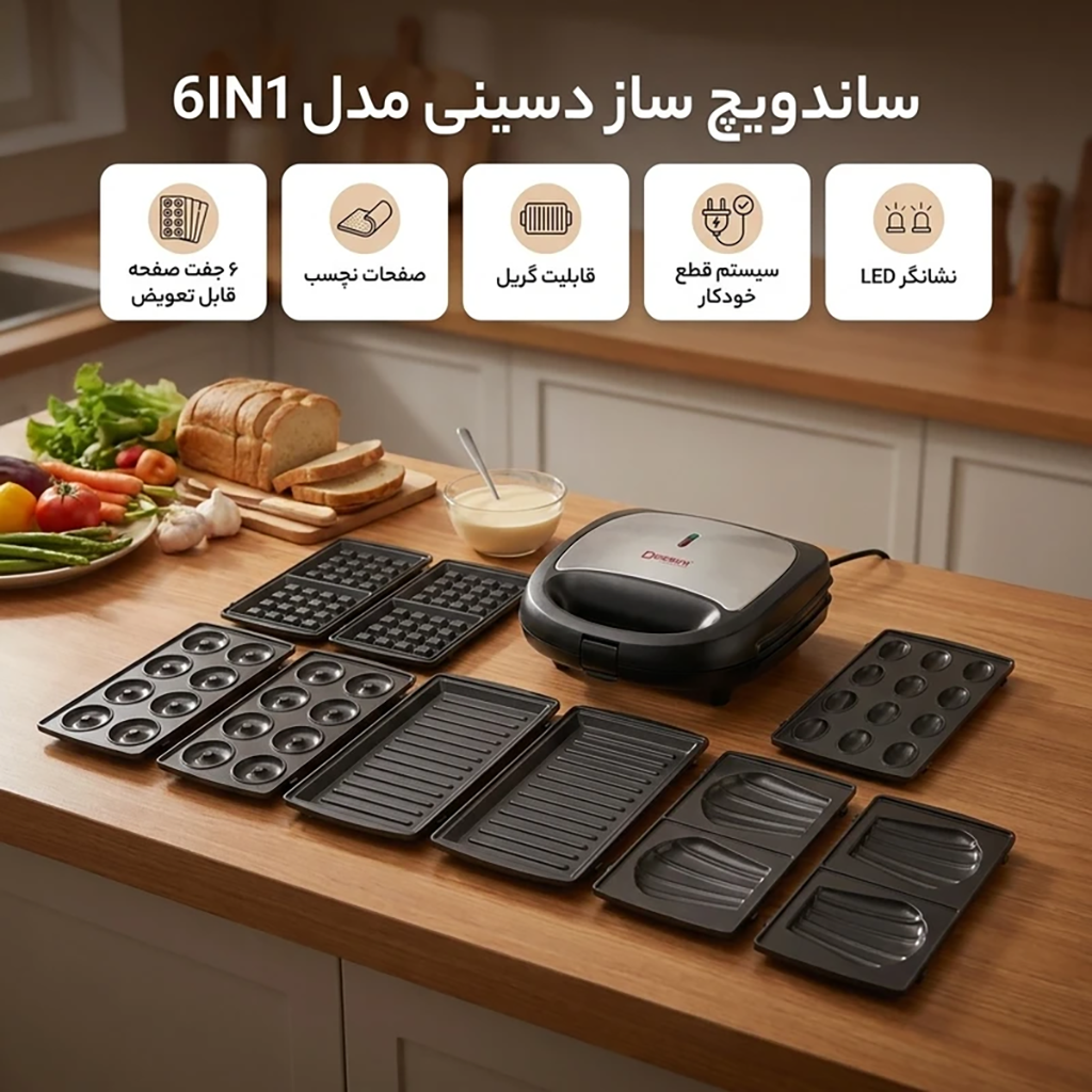 فروش نقدي و اقساطي ساندویچ ساز دسینی مدل 6IN1